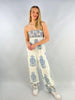 Arabian Print Shirred Elasticated Bardot Jumpsuit