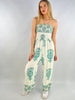 Arabian Print Shirred Elasticated Bardot Jumpsuit