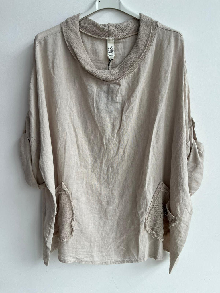 Made in Italy Linen Cowl Top