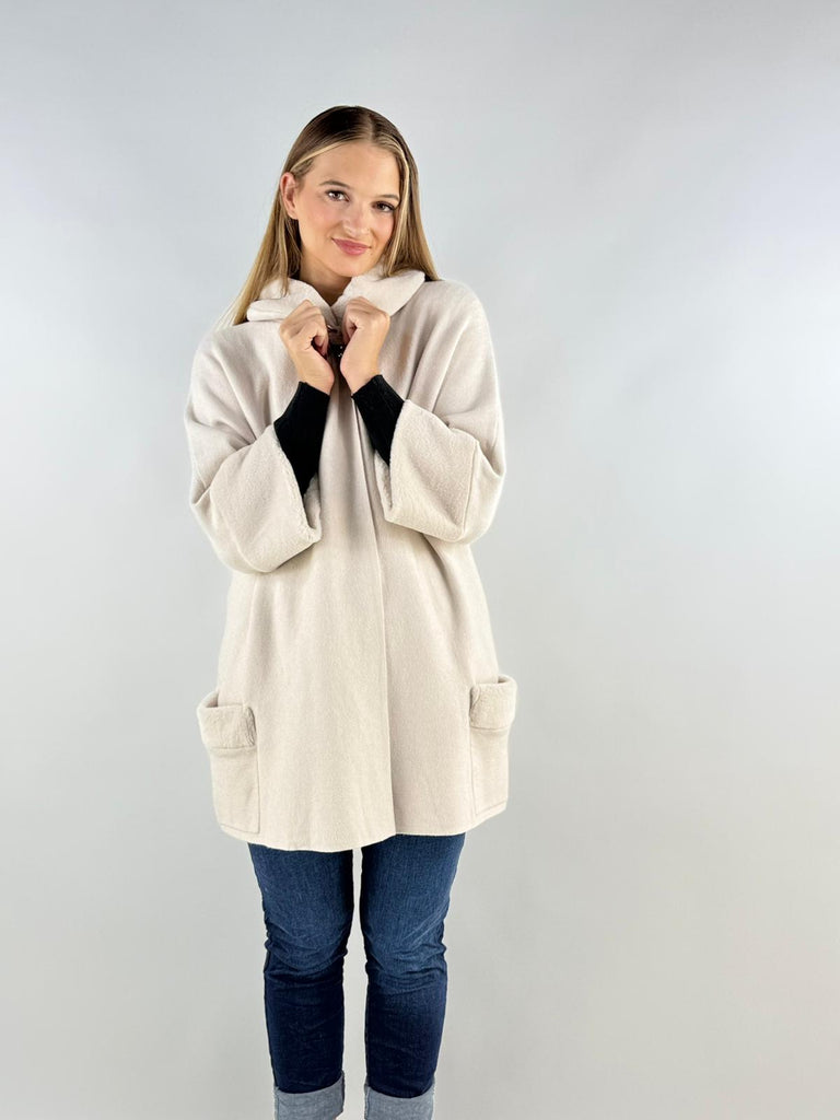 Luxury Faux Fur Collar Cardigan