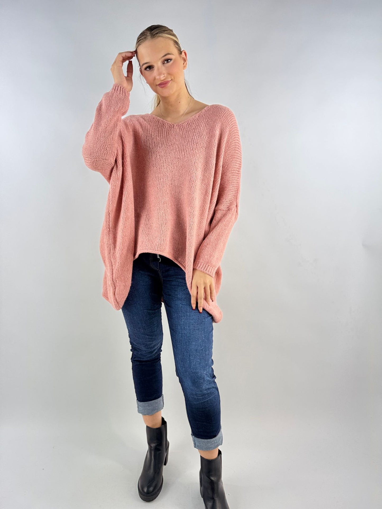 Wool Slouch Knit Jumper High-Low