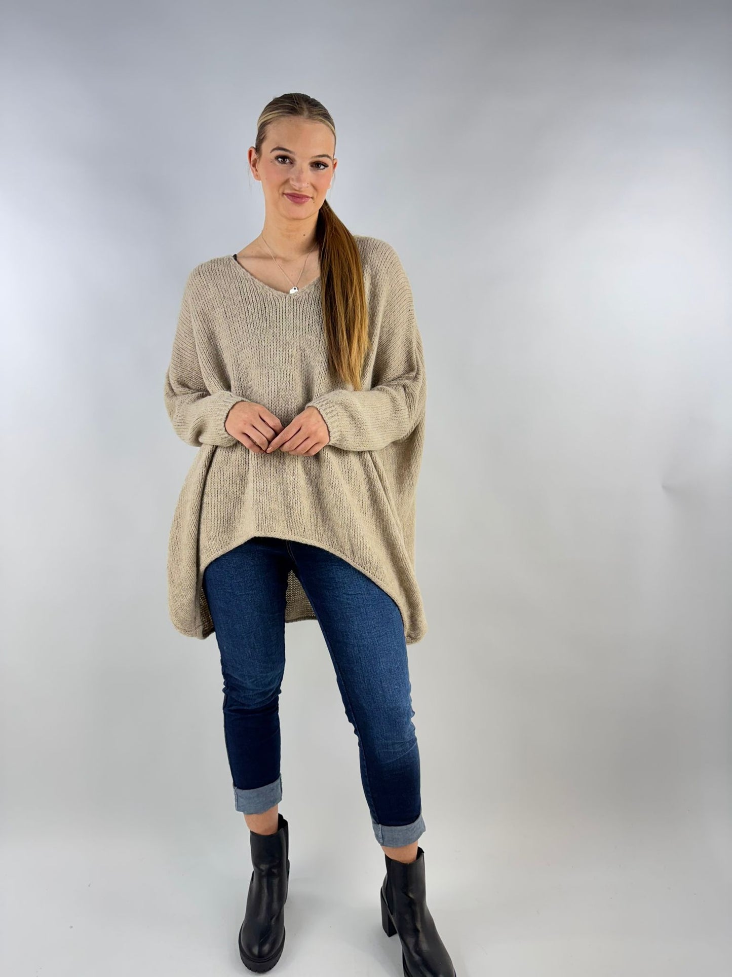 Wool Slouch Knit Jumper High-Low