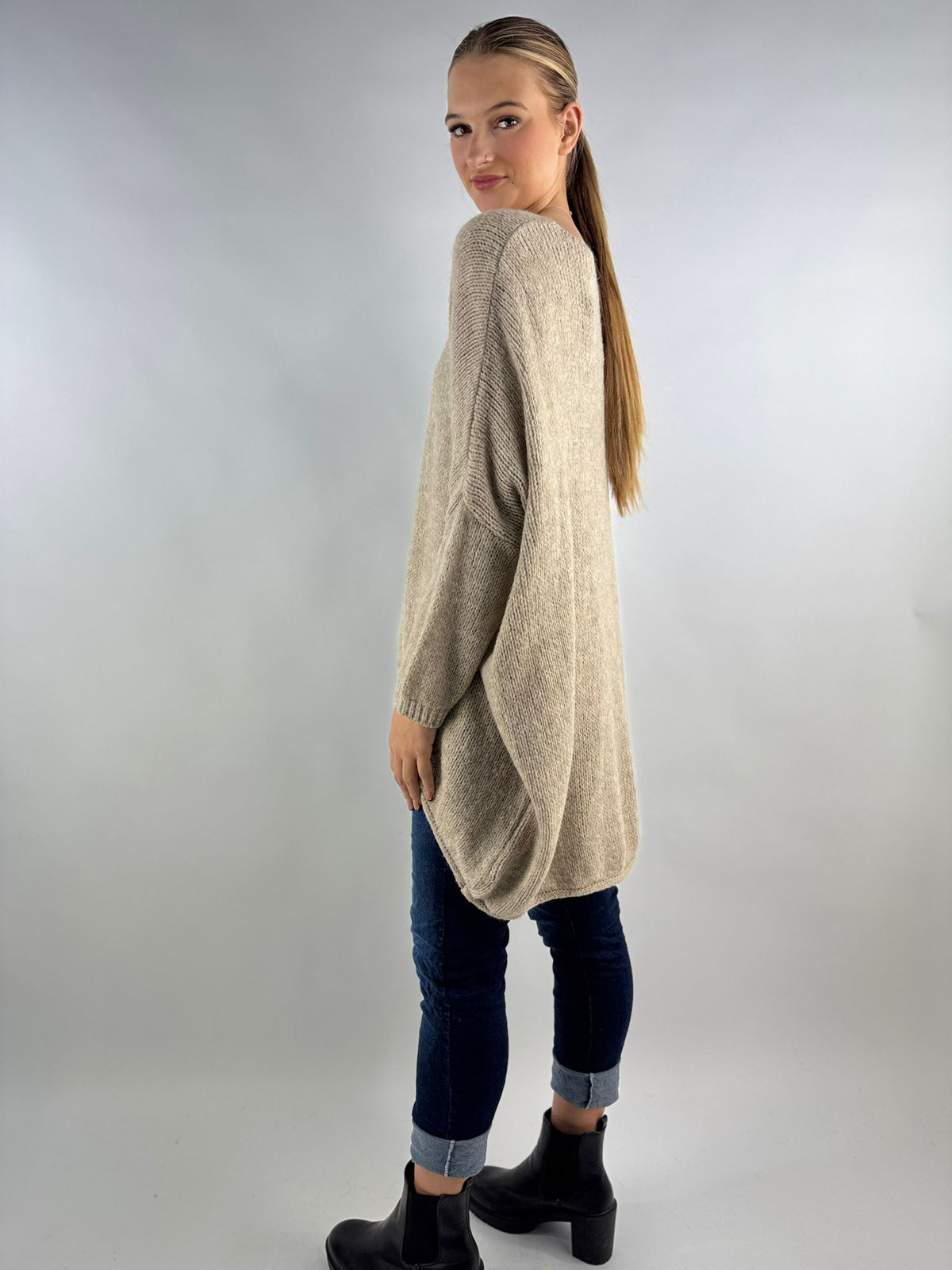 Wool Slouch Knit Jumper High-Low