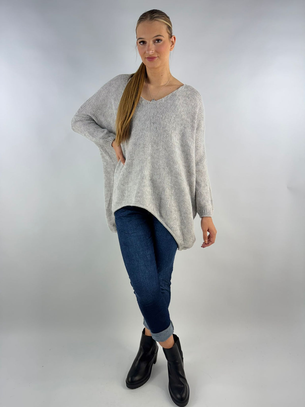 Wool Slouch Knit Jumper High-Low