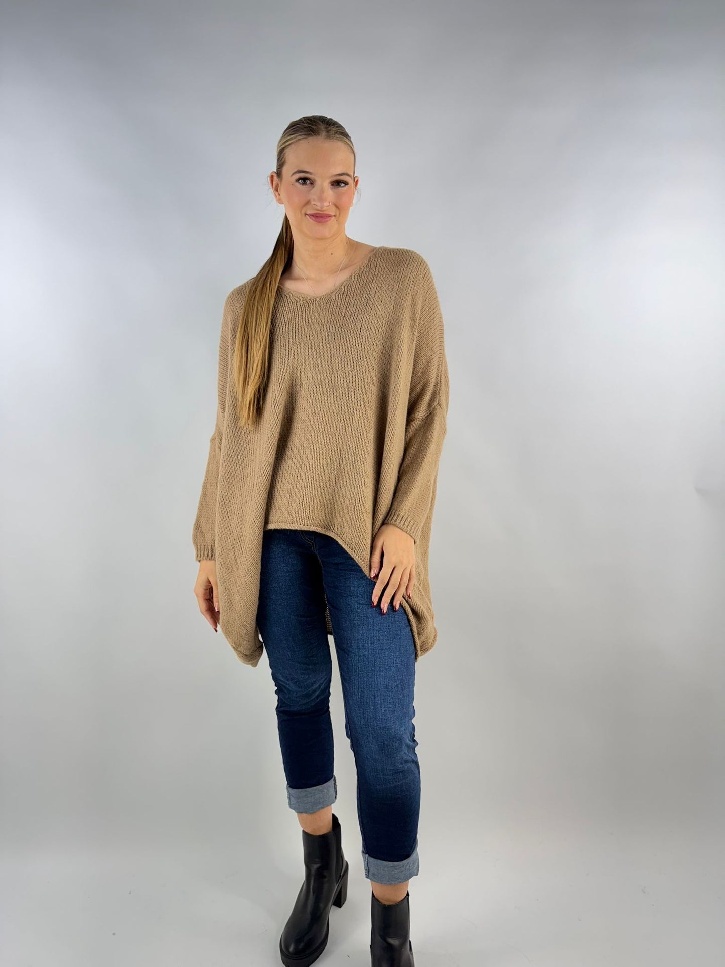 Wool Slouch Knit Jumper High-Low