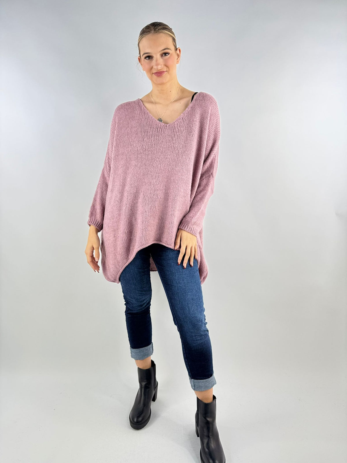 Wool Slouch Knit Jumper High-Low