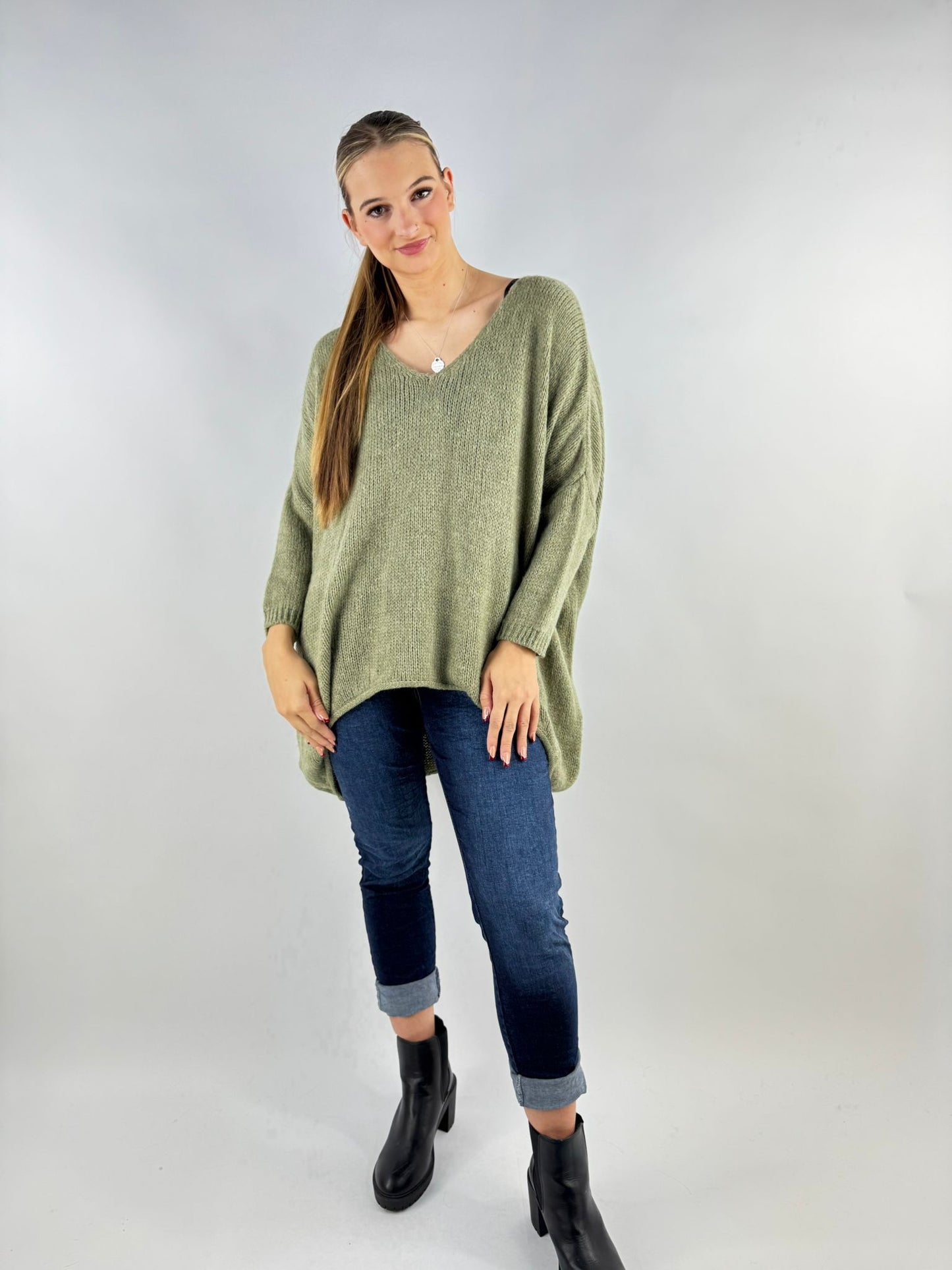 Wool Slouch Knit Jumper High-Low