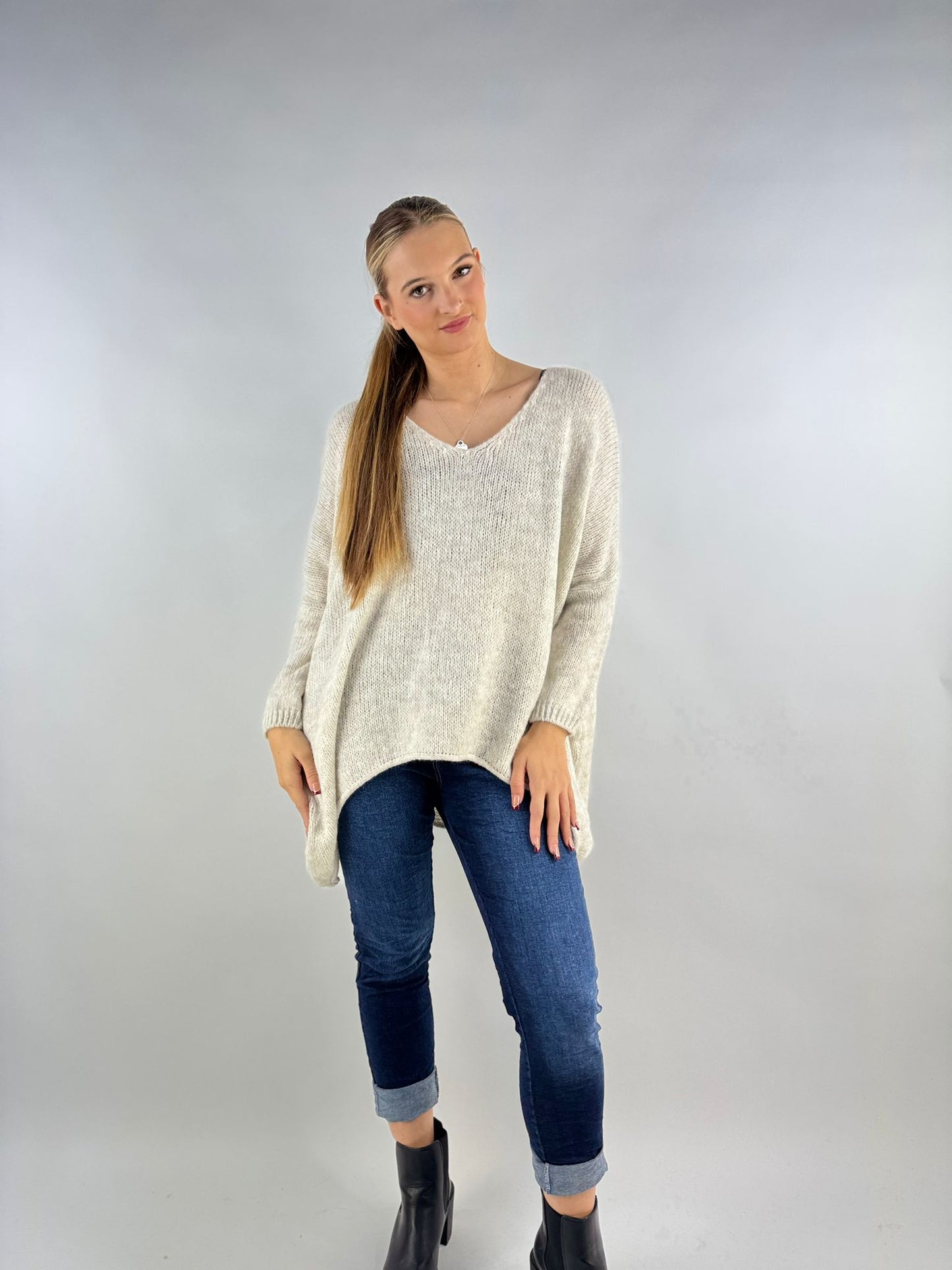 Wool Slouch Knit Jumper High-Low