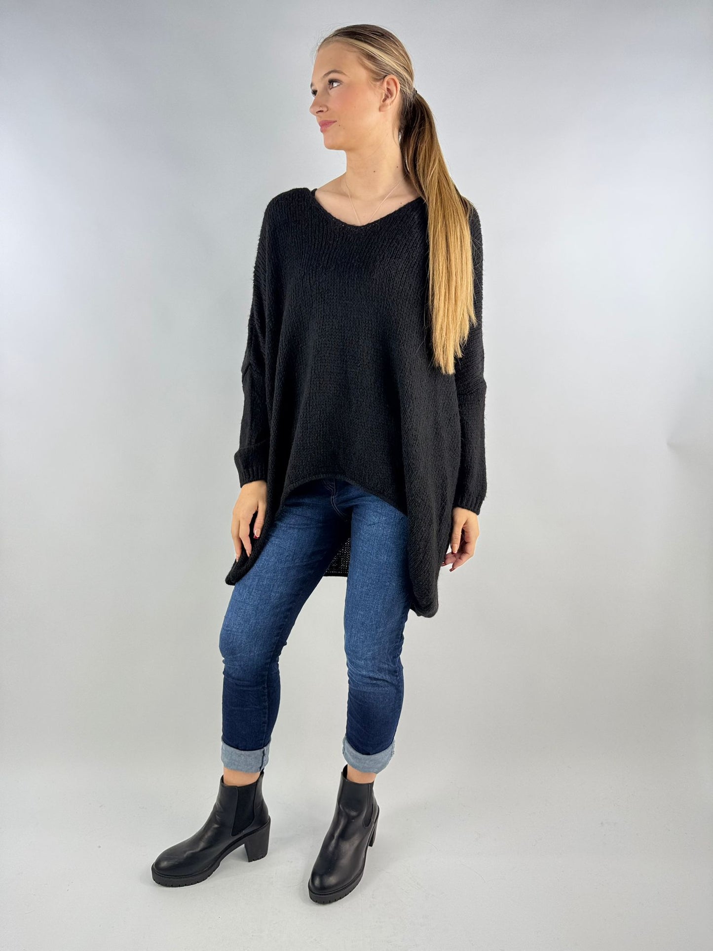 Wool Slouch Knit Jumper High-Low