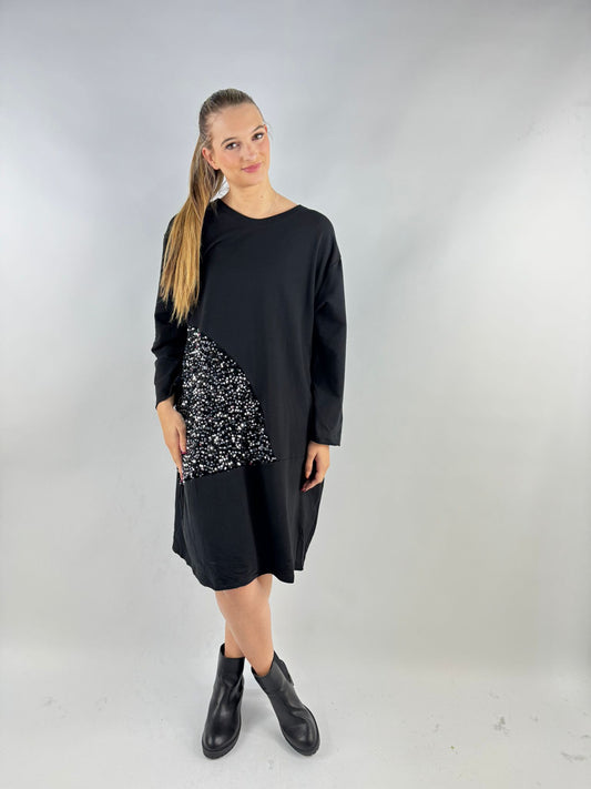 Made in Italy Sequin Fleeced Line Sweat Dress