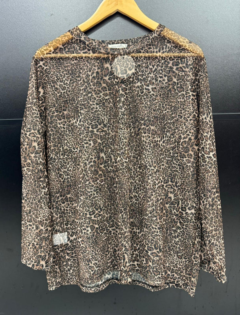 Made in Italy Fine Mesh Top Micro Leopard Print