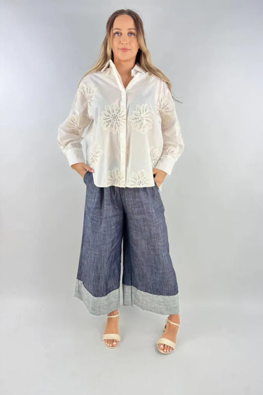 Made in Italy Sequin Embroided Cotton Shirt
