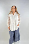 Made in Italy Lace Crochet Sleeve Flower Shirt