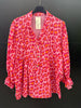 Made in Italy Cheesecloth Leopard Print Smock Blouse