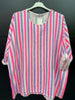 Made in Italy Cheesecloth Neon Stripe Print Top