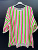 Made in Italy Cheesecloth Neon Stripe Print Top