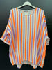 Made in Italy Cheesecloth Neon Stripe Print Top