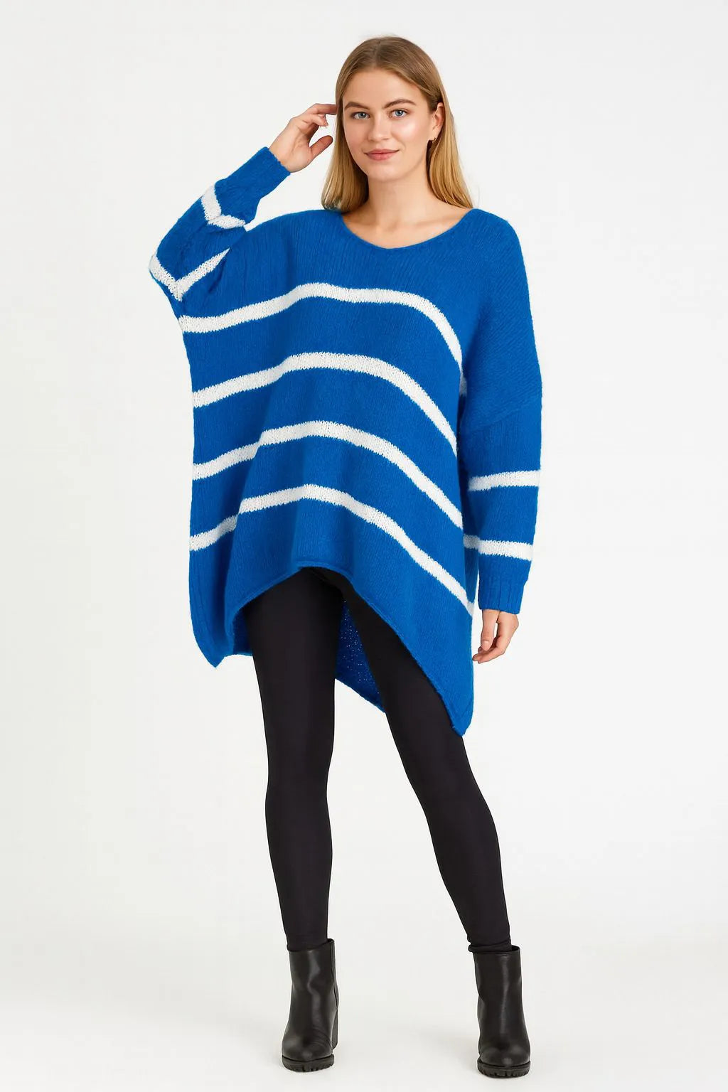 Wool Stripe Knitted Slouch Jumper