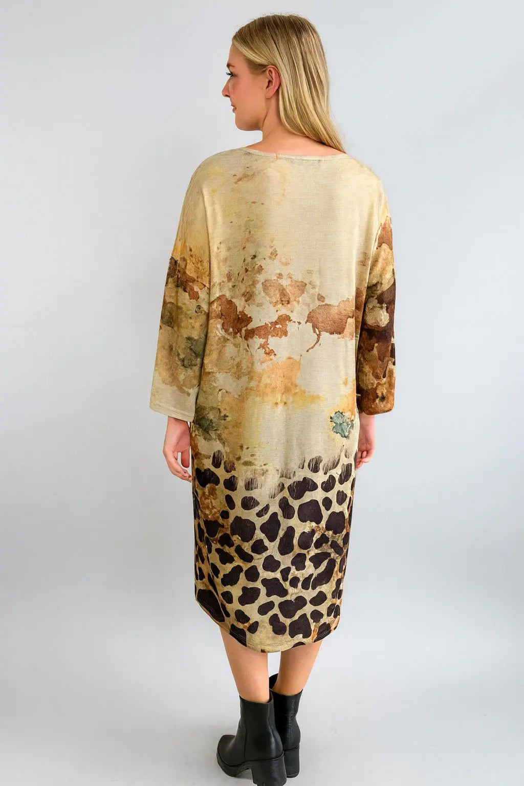 Made in Italy V Neck Printed Dress