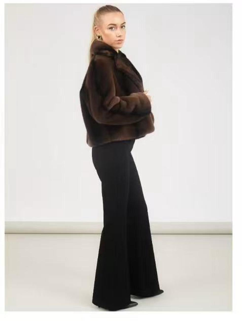 Luxury Chocolate Brown Faux Fur Jacket