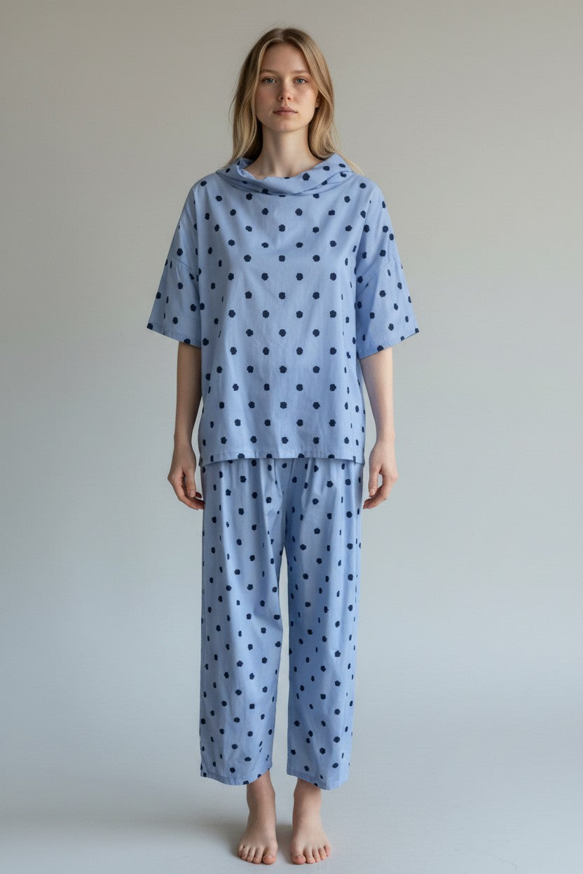Made in Polka dot Drape Neck Top
