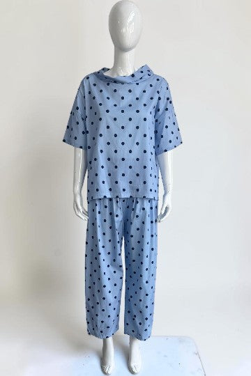 Made in Polka dot Drape Neck Top