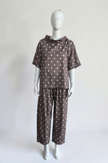 Made in Polka dot Drape Neck Top