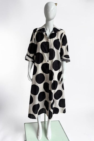 Cotton A Line Circle Print Shirt Dress