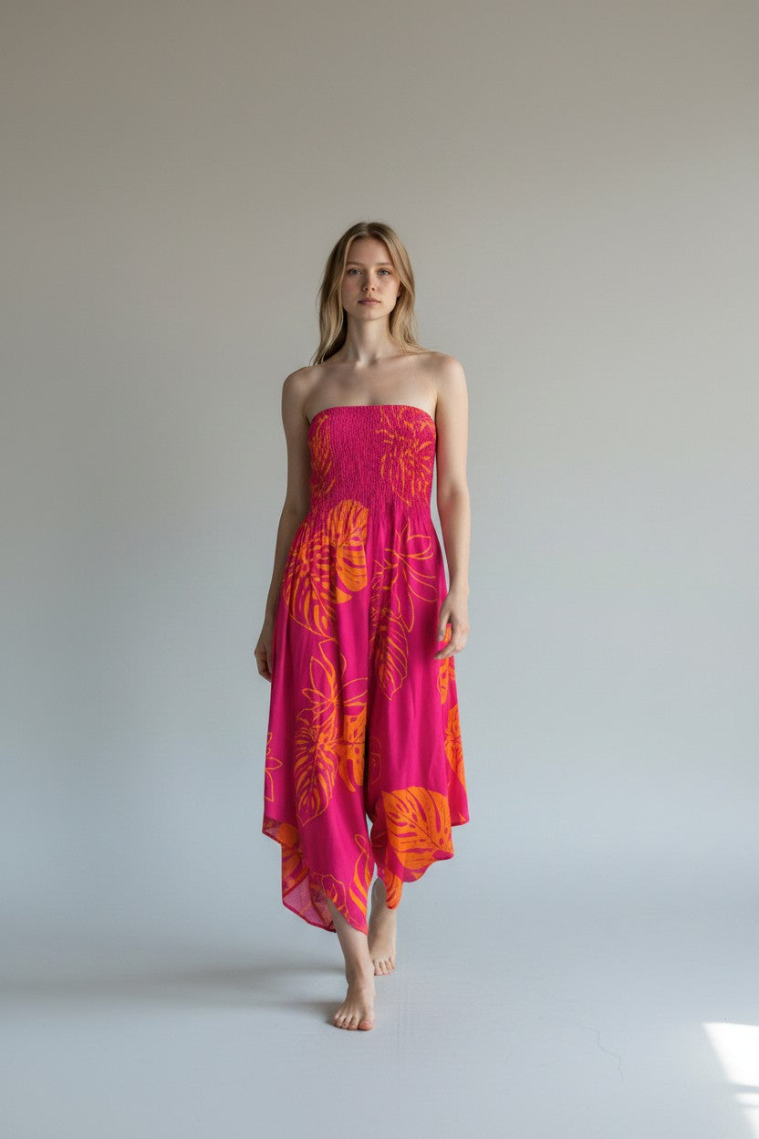 Made in Italy Shirred Elasticated Bandeau Jumpsuit