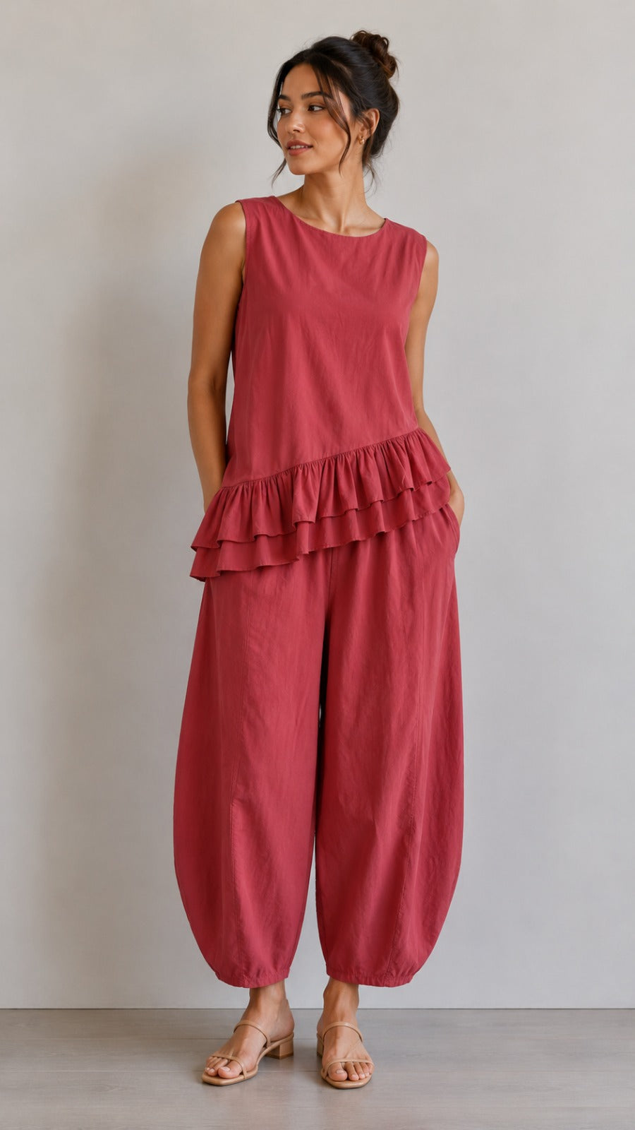 Made in Italy Cotton Frill Bottom Top