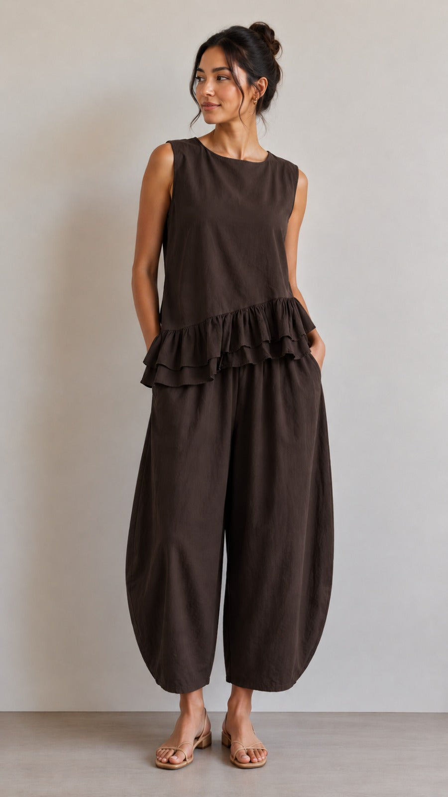 Made in Italy Cotton Frill Bottom Top