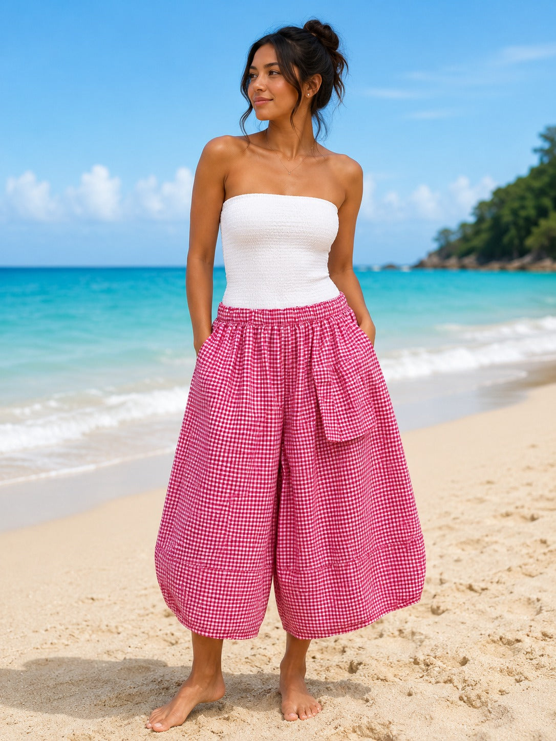 One Pocket Gingham Culottes