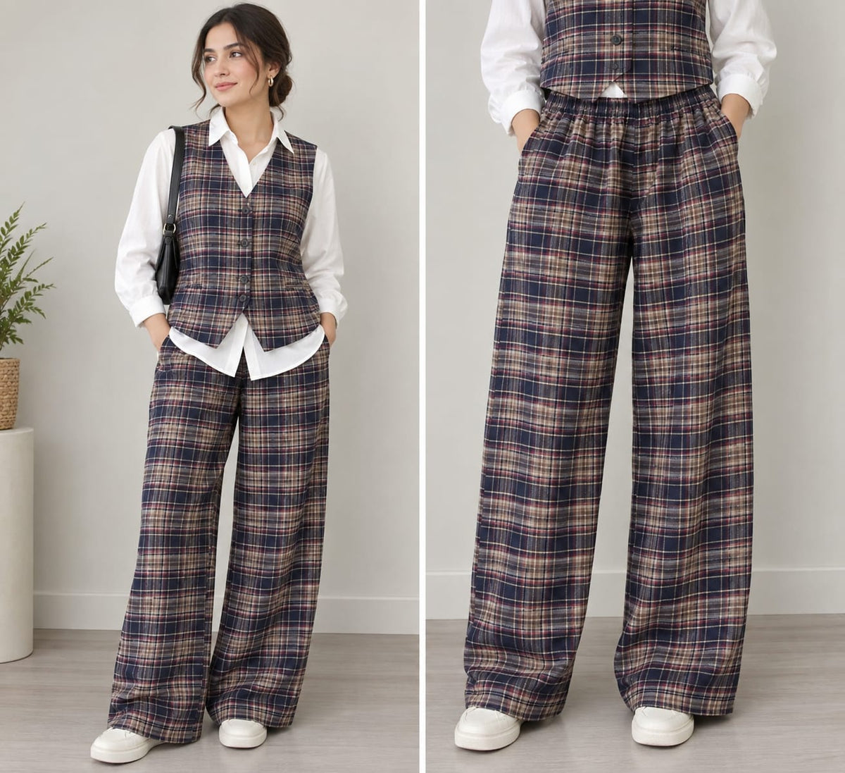 Women's Plaid Waistcoat