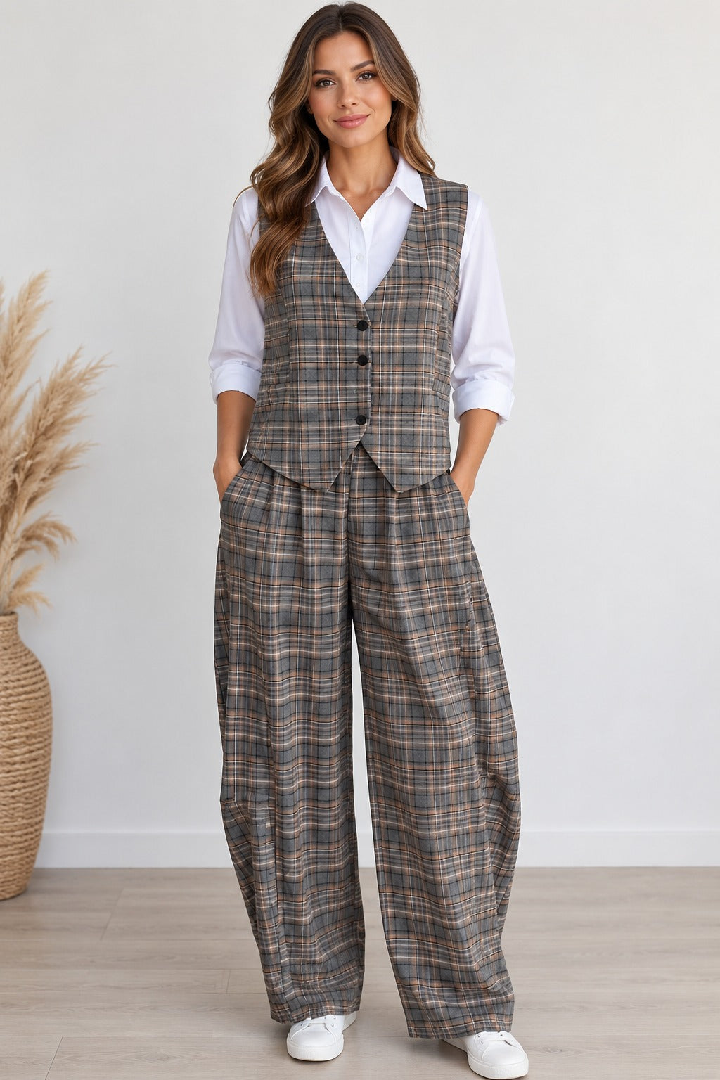 Women's Plaid Waistcoat