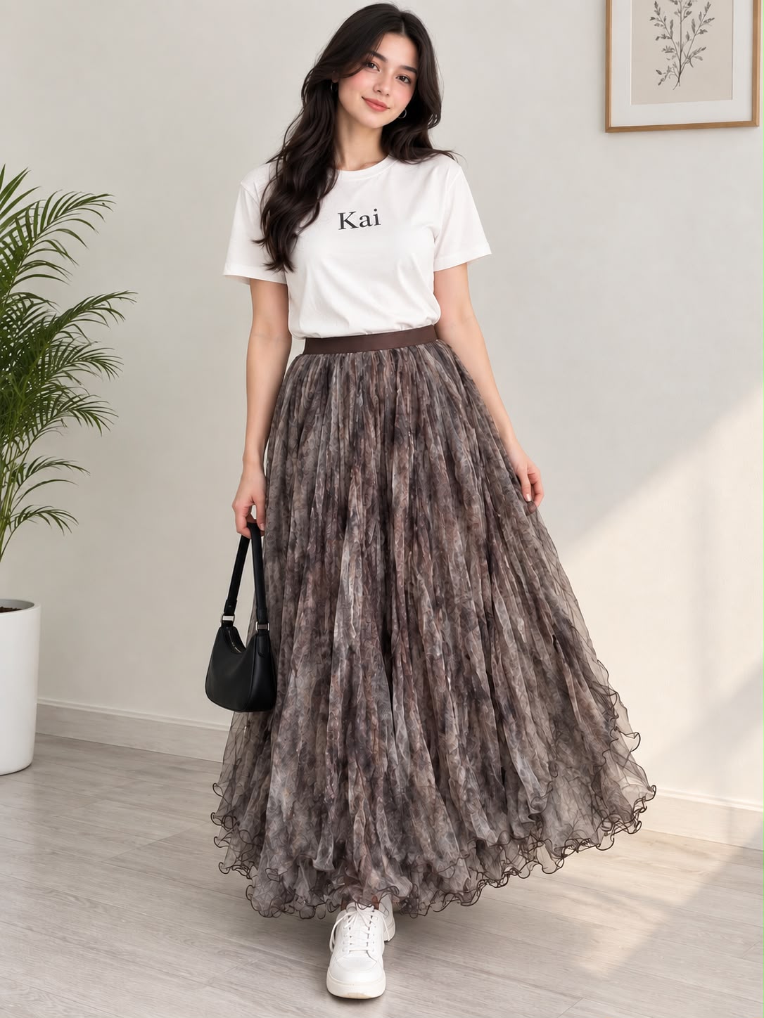 Made in Italy Printed Tulle Skirt