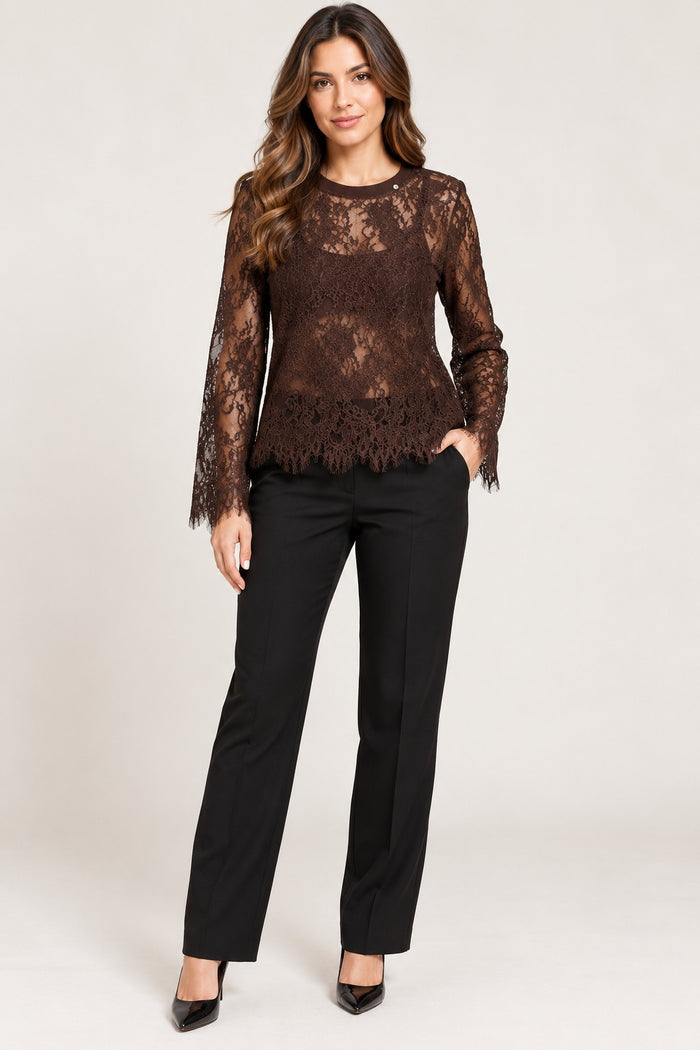 Made in Italy Lace Mesh Top Lagenlook