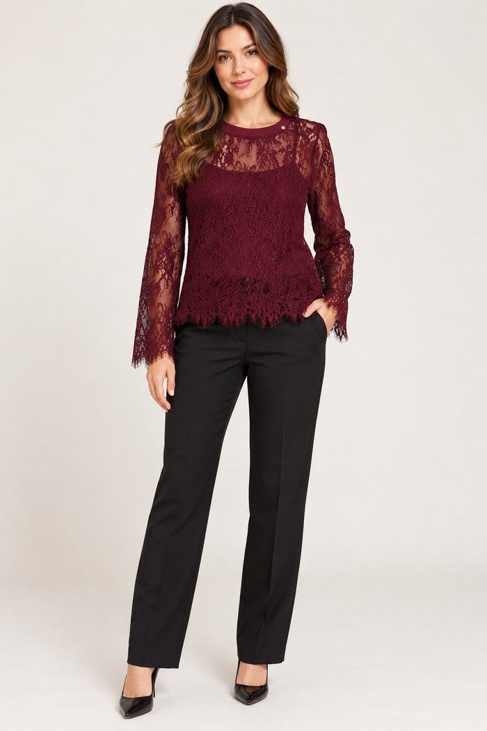 Made in Italy Lace Mesh Top Lagenlook