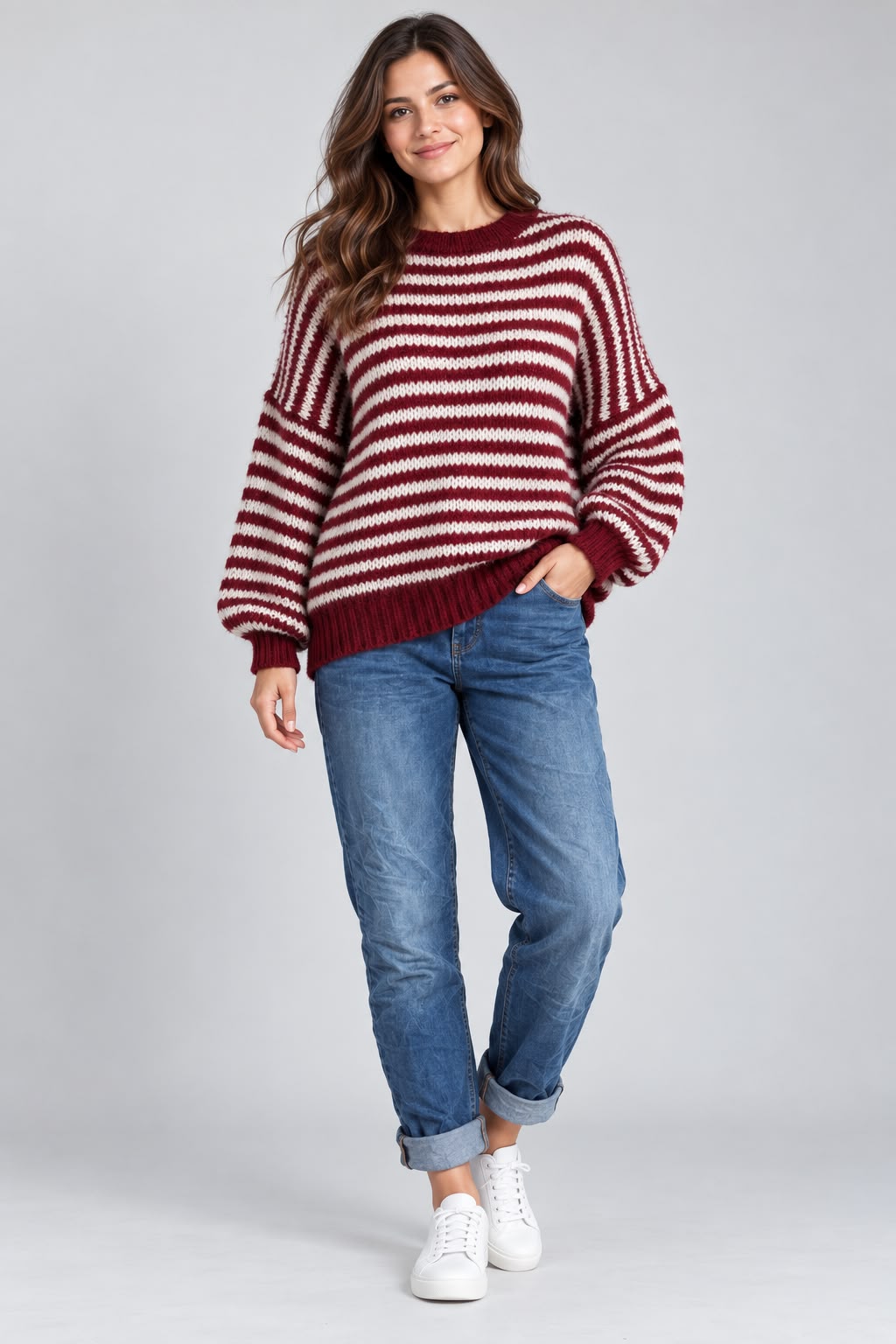 Wool Stripe Chunky Knit Jumper