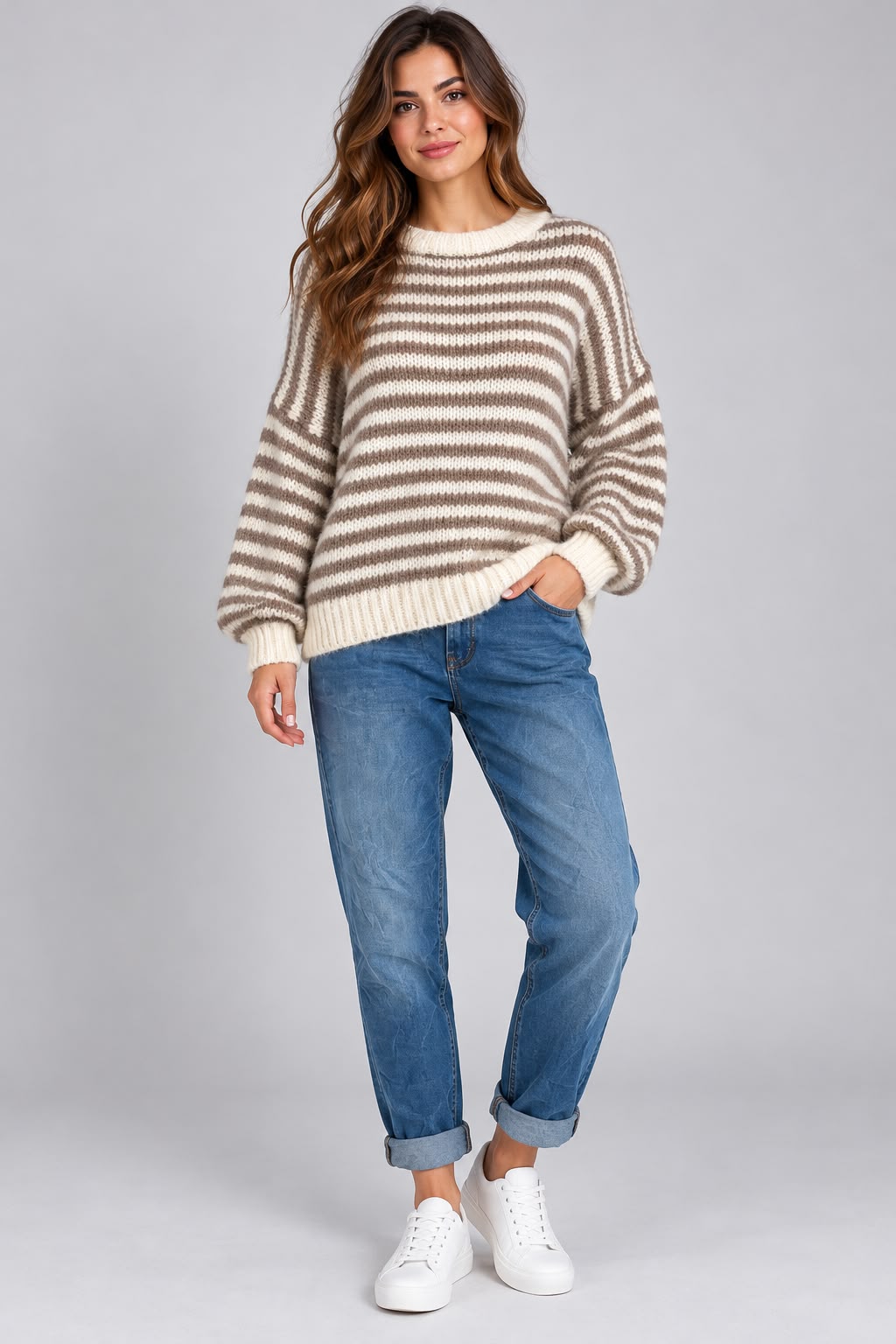 Wool Stripe Chunky Knit Jumper