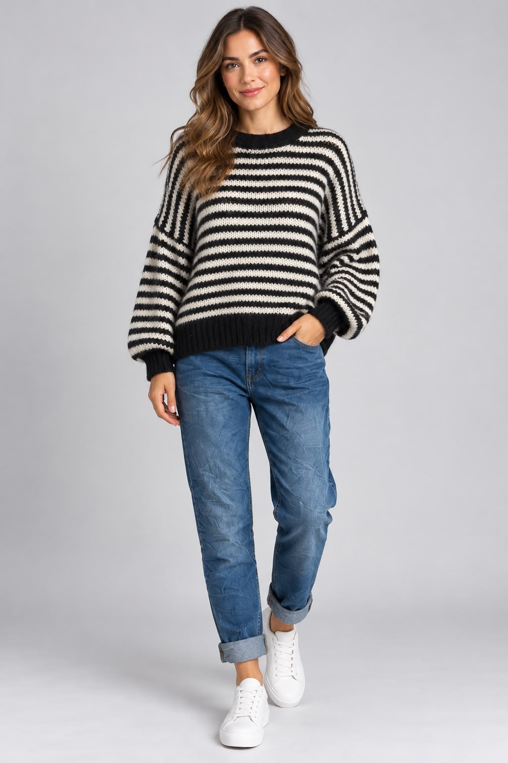 Wool Stripe Chunky Knit Jumper