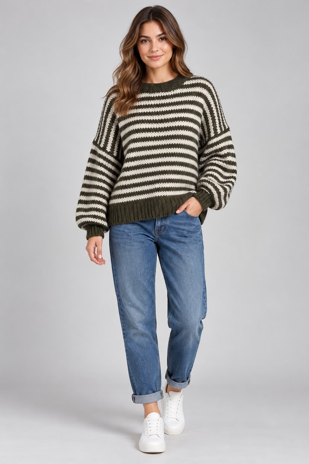 Wool Stripe Chunky Knit Jumper