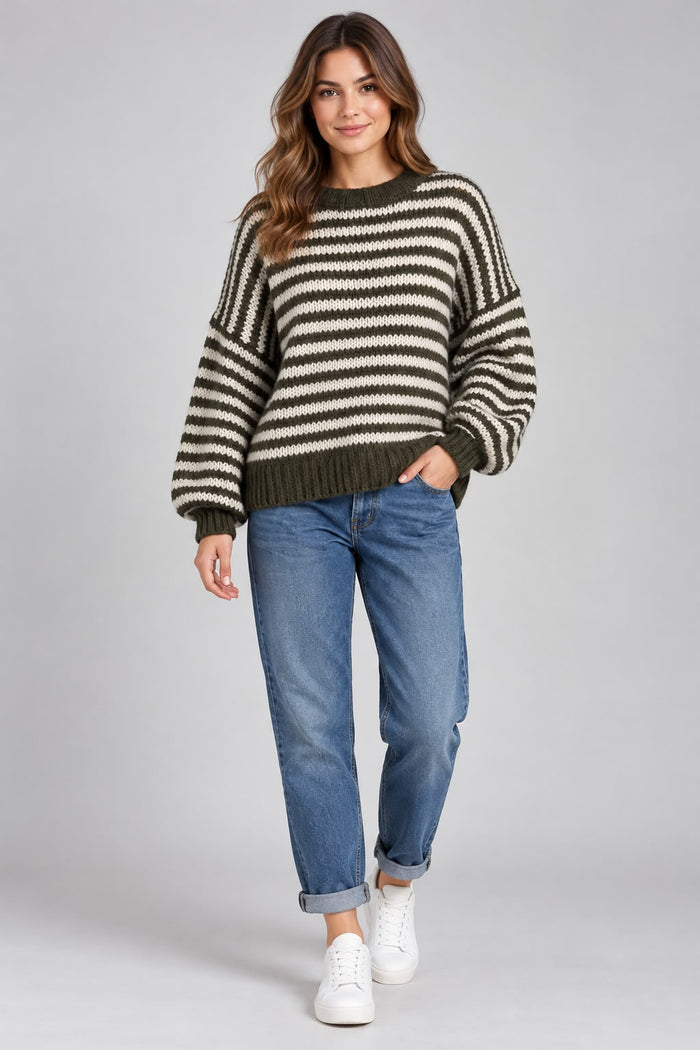 Wool Stripe Chunky Knit Jumper