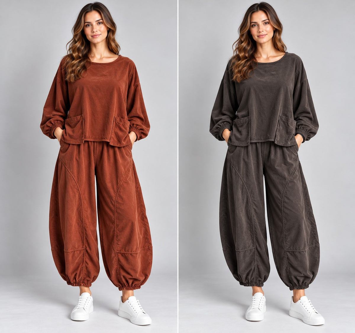 Corduroy Balloon Sleeve Patch Pocket top