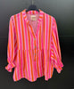 Made in Italy Cheesecloth Stripe Print Smock Blouse