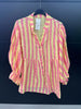 Made in Italy Cheesecloth Stripe Print Smock Blouse