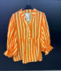 Made in Italy Cheesecloth Stripe Print Smock Blouse