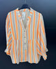Made in Italy Cheesecloth Stripe Print Smock Blouse
