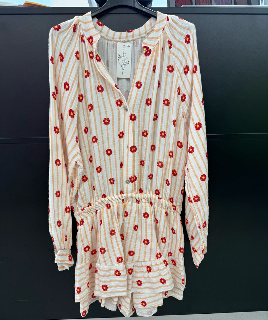 Made in Italy Cheesecloth Daisy Print Playsuit