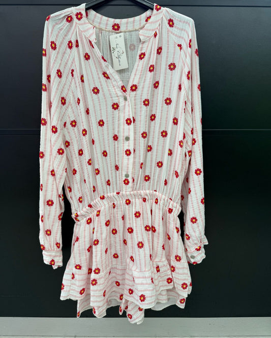Made in Italy Cheesecloth Daisy Print Playsuit