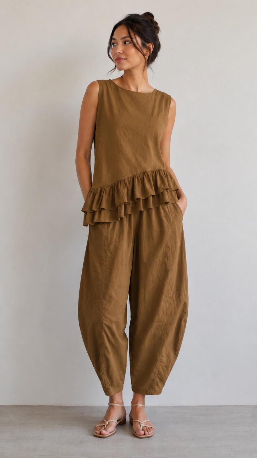 Made in Italy Cotton Frill Bottom Top